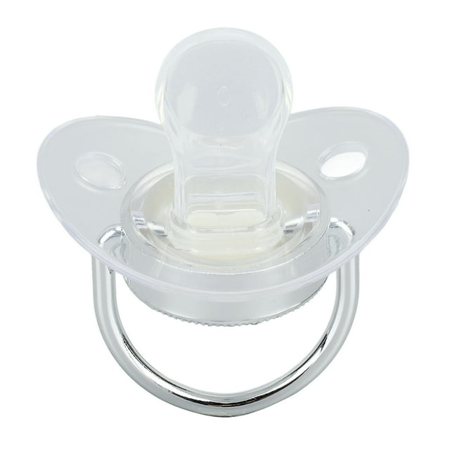 Silicone Baby Pacifier Silver A-Z Letters Safe BPA Free One Piece Seamless Pacifier with Lid for Infant 6-18 Months