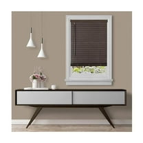 HomeStock Baroque Beauty 2" Faux Wood Plantation Blind - Mahogany Cordless Faux Wood Blind with Deluxe Valance, Tilt Wand Control, and Room Darkening Features, 46x64 inches
