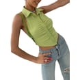 thumbnail image 5 of Qiylii Women's Solid Color Vest, Sleeveless Single-Breasted Lapel Halter Bottoming Tops, Hollow Out Back Camisole, 5 of 7