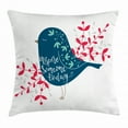 thumbnail image 1 of Quote Throw Pillow Cushion Cover, Inspire Someone Today Quote with a Sparrow and Foliage Silhouette, Decorative Square Accent Pillow Case, 20 X 20 Inches, Dark Blue Vermilion Mint Green, by Ambesonne, 1 of 2