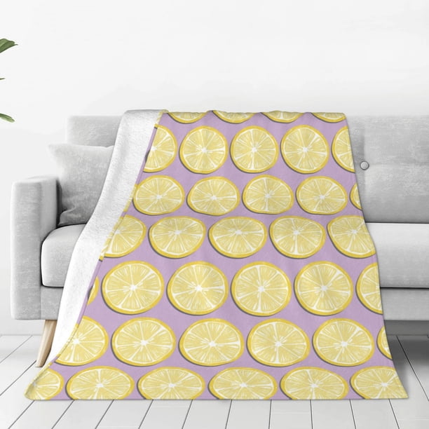 Balery Yellow Lemon Slices Manta de Felpa Suave y Acogedora – Cobija de Franela Aterciopelada para Cama, Lavable y Cálida para Sofá, Mascotas, Transpirable-40"x30"