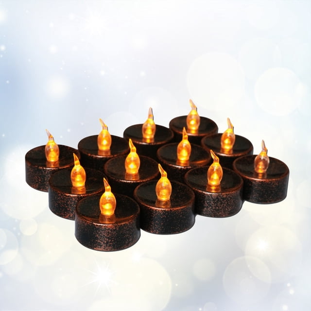 UPGRATOR 20 Pcs Led Flickering Candles Tealight Lamp Black For Safe Home Lighting