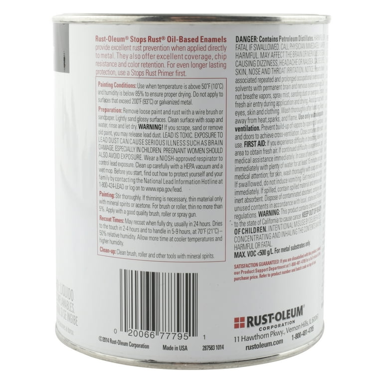 Rust-Oleum Stops Rust 1 Qt. Low VOC Protective Enamel Satin Black Interior/Exterior Paint (2-Pack)