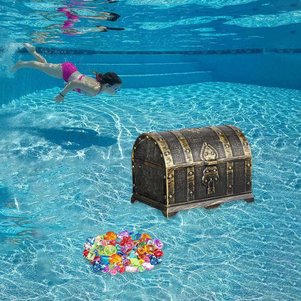 147 Pieces Pirate Treasure Chest Toy Box with Lock and 1 Treasure Map 100 Colorful Gems Earrings 2 40 Skeleto 4 Pirate