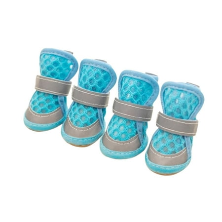Harikaji Dog Shoes for Small Medium Dogs  Breathable Mesh Reflective Dog Boots  Dog Paw Protectors for All Seasons - Hot Pavement in Summer  Anti-Slip Dog Booties for Hiking and Walking Blue 3#