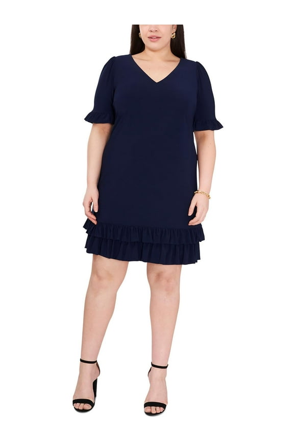 Womens Plus Ruffled  Shift Dress