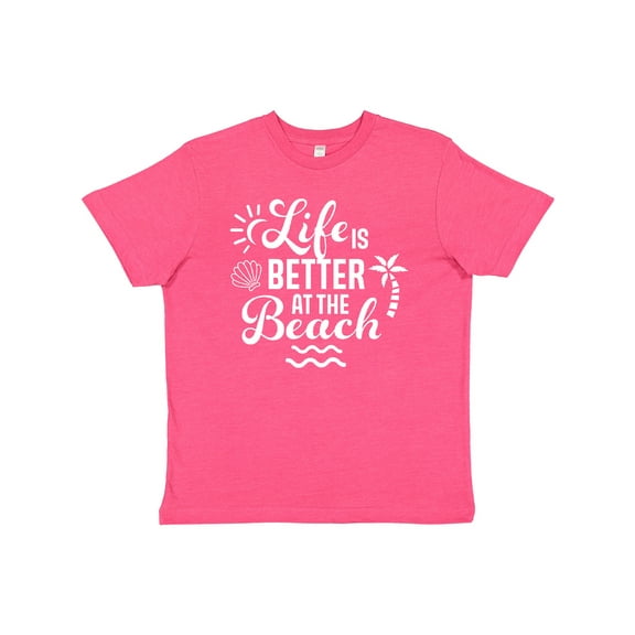 Inktastic Life is Better at The Beach with Sunshine Seashell and Palm Trees Youth T-Shirt