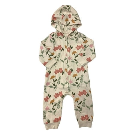 Carters Zip-Up 1 Piece Warm Long Sleeve Jumpsuit - Floral 12M