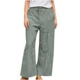 thumbnail image 2 of CEHVOM Women Fashion Solid Color Pokets Casual Elastic Drawstring Trousers Pants, 2 of 6