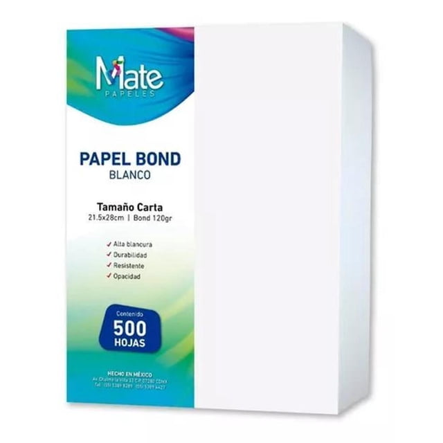 Paquete 500 Hojas Papel Bond 120 Grs Tamaño Carta Mate Mate Papel Bond