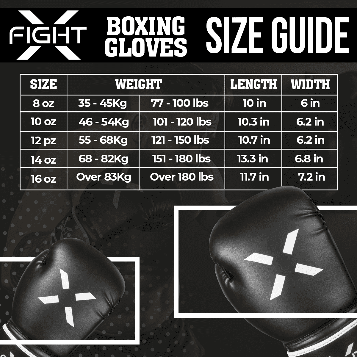 FightX Boxing Gloves for Men & Women MMA Mauy Thai Kickboxing Bag Punching Gloves (Black/White, 16oz)
