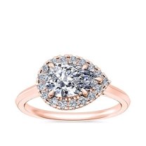 0.65 T.C.W Pear Shaped Genuine Diamond Stunning Halo Wedding Ring for Women Solid 14K Rose Gold Size 3.5