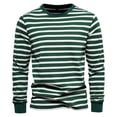 thumbnail image 5 of Spring New Casual T-Shirt Men's Striped Top Round Neck Men's Cotton Bottoming Shirt-Khaki-XL, 5 of 6