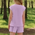 thumbnail image 4 of FAIWAD Girls Summer Outfits Casual Cap Sleeve Tops and Elastic Waist Shorts 2 Piece Clothing Sets for Kids 5-13 Years, 4 of 9