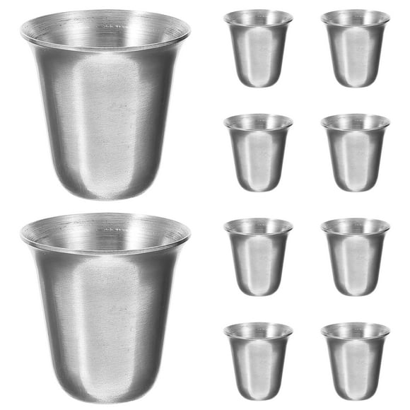 KAKOWELY communions mug 10pcs Portable Stainless Steel Cup Stackable Religious Cup Church Communions Mugs1.26"X1.26"X1.26"