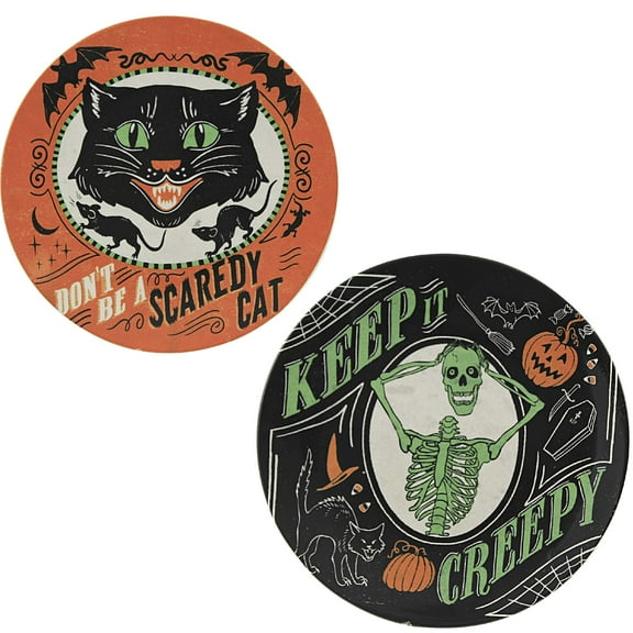 Tabletop Scaredy Cat Canape Plate Ceramic Halloween Platter Spooky 37232 Cat