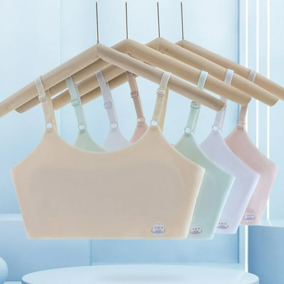 Akiihool Girls' Training Bras Girls' Joelle Training Bra Stretch Cotton Cami Bralette (Red,10-12 Years)