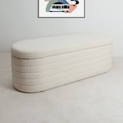 Dazone Storage Ottoman Bench, 45.5 Inch, End of Bed Bench Stool, Perfect Storage Bench for Bedroom, Living Room, Entryway, White