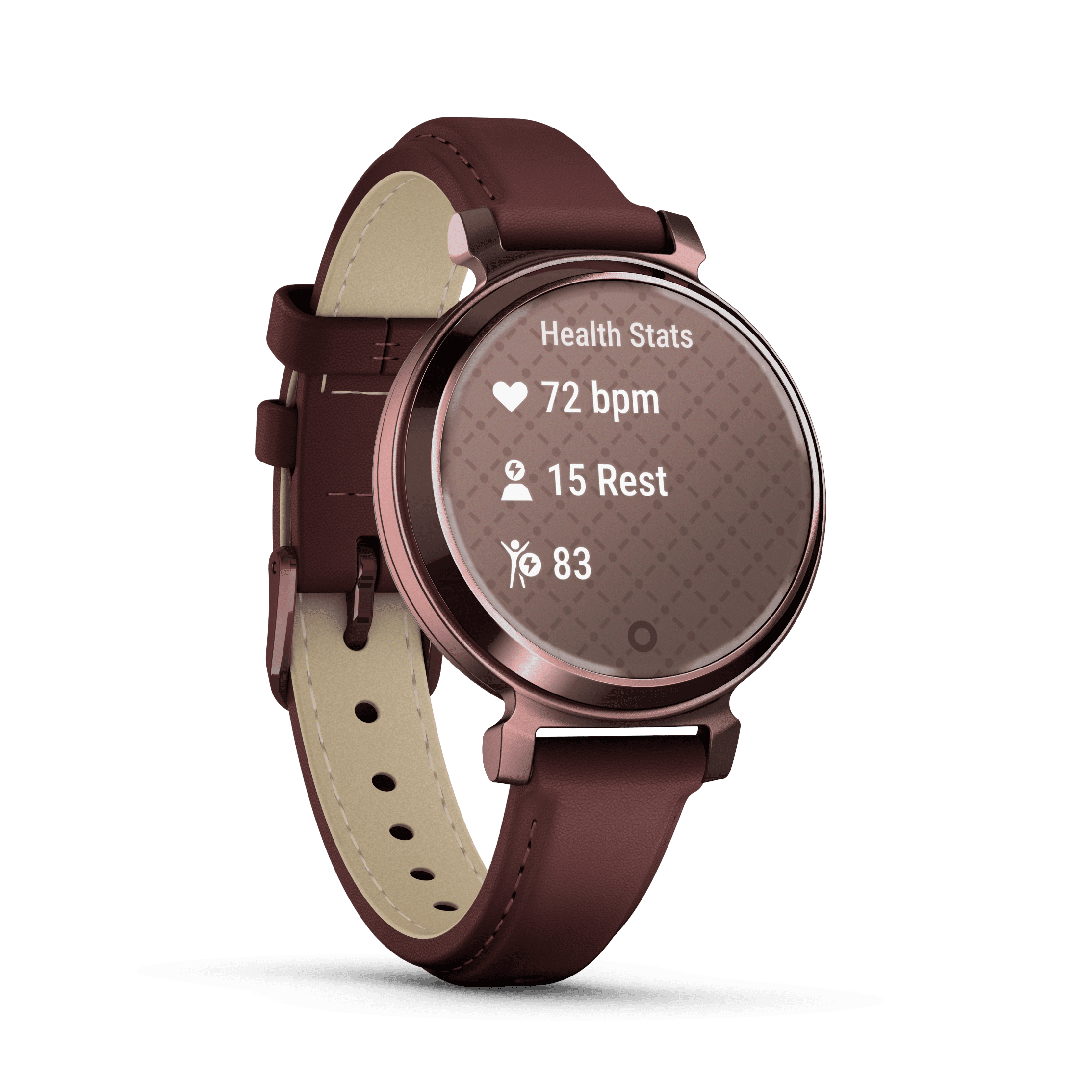 Garmin Lily® 2 Classic, Small and Stylish Smartwatch, Hidden Display, Patterned Lens, Up To 5 Days Battery Life, Mulberry/Dark Bronze