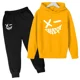 thumbnail image 3 of Sudadera con estampado de sonrisa malvada para niños, traje de 2 piezas para primavera y otoño de 2024, ropa para niños y niñas de 1 a 12 años, conjunto deportivo informal para niños, 3 of 5