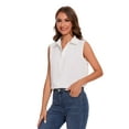 thumbnail image 5 of SPRING SEAON Women’s Sleeveless Blouse V Neck Button Down Chiffon Shirt for Women Casual Loose Fit Work Tops with Collar for Office or Daily Wear, 5 of 11
