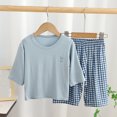 thumbnail image 2 of Boys Spring Outfits Summer 3 Quarter Sleeve Pajama Set Leisure Lightweight Loungewear Set Boy Clothes Light Blue 3 Years-4 Years, 2 of 3