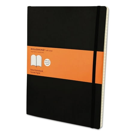 Classic Half Cover - Moleskine Classic Softcover Notebook, Ruled, 10 x 7 1/2, Black Cover, 192 Sheets -HBGMSX14