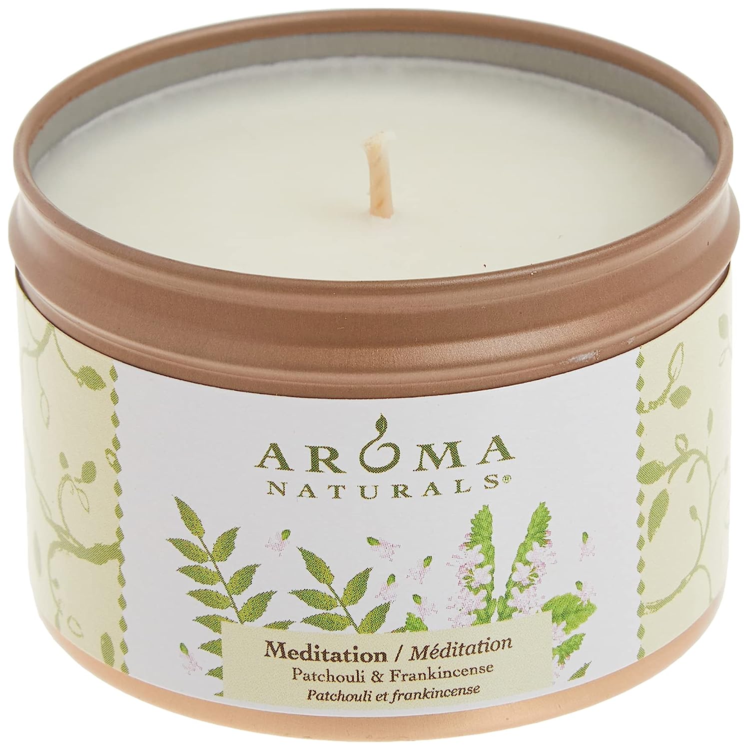 Aroma Naturals Tin Candle with Patchouli and Frankincense Essential Oil Natural Soy Scented, Meditation, 2 Count - image 3 of 6
