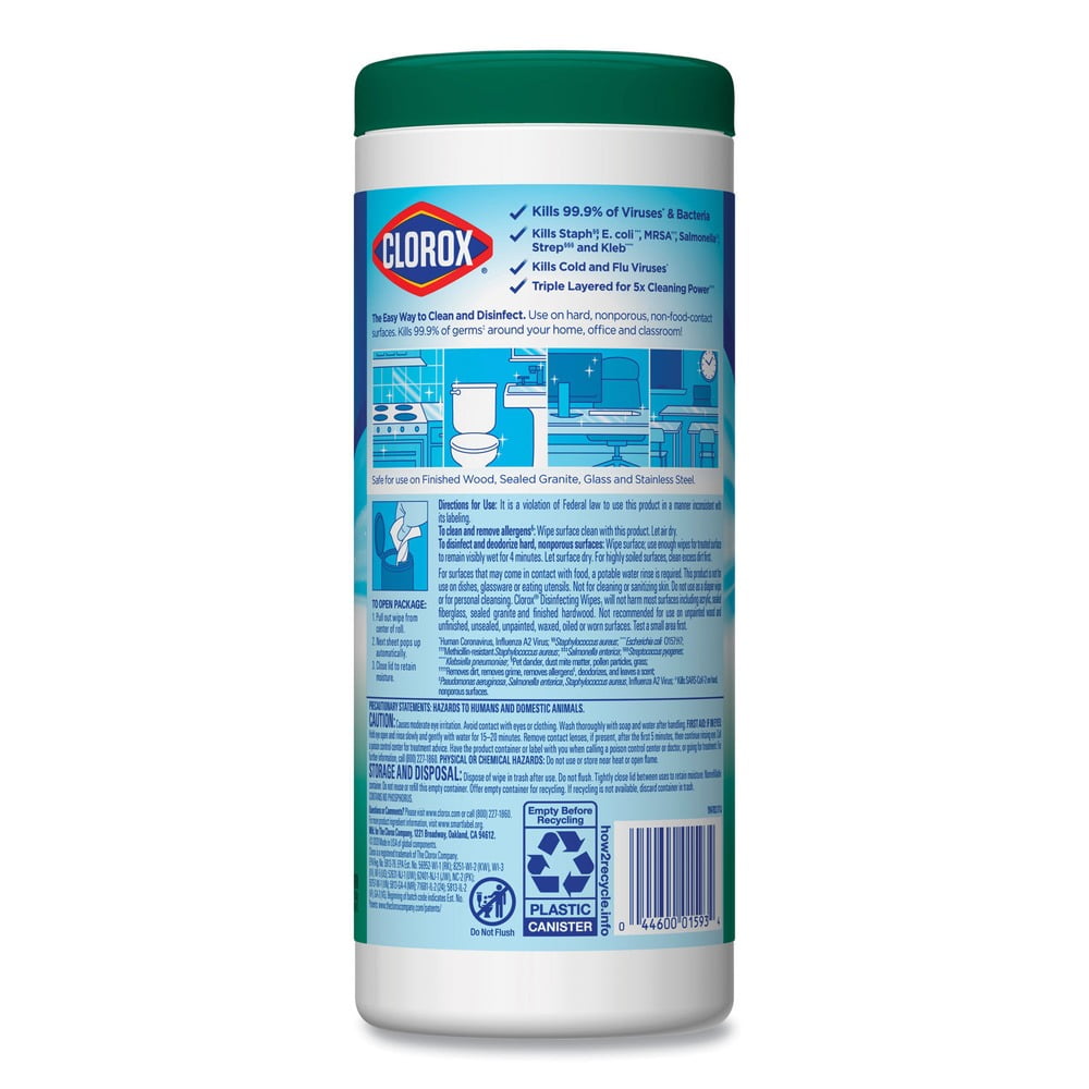 Clorox 30112 7 in. x 8 in. 1-Ply Disinfecting Wipes - Fresh Scent/Citrus Blend (35/Canister, 3/Pack, 5 Packs/Carton)