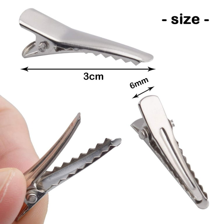 30MM Small Alligator Hair Clips, 100 Pieces Silver Metal Alligator Hair  Pins Teeth Bows Crocodile Hair