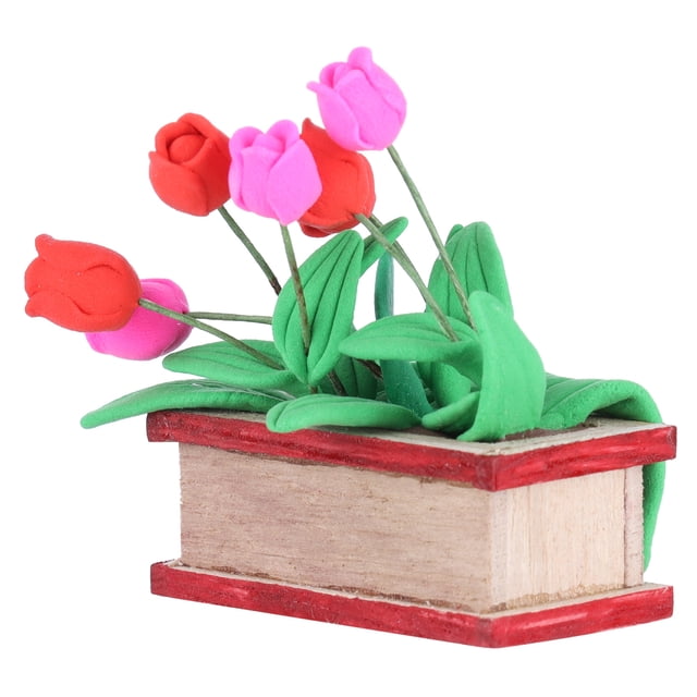 Mini simulación de flores en maceta, tulipanes en miniatura para casa de muñecas, exquisitos tulipanes en miniatura para casa de muñecas, accesorios de decor
