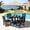 Black, variant on Serwall Outdoor 5-Piece Round Dining Set, HDPE All Weather Patio Dining Set for 4, 45" Round Dining Table and 4 Armless Dining Chairs, Navy