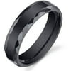 Unisex 6mm Black Faceted Edge Comfort Fit Wedding Band Ring in Ceramic