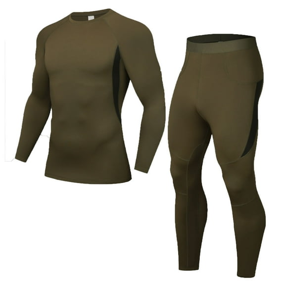 thermal Underwear for Men, Mens Long Johns thermal Underwear Set, Fleece Lined Base Layer for Cold Weather Size 4XL Army Green