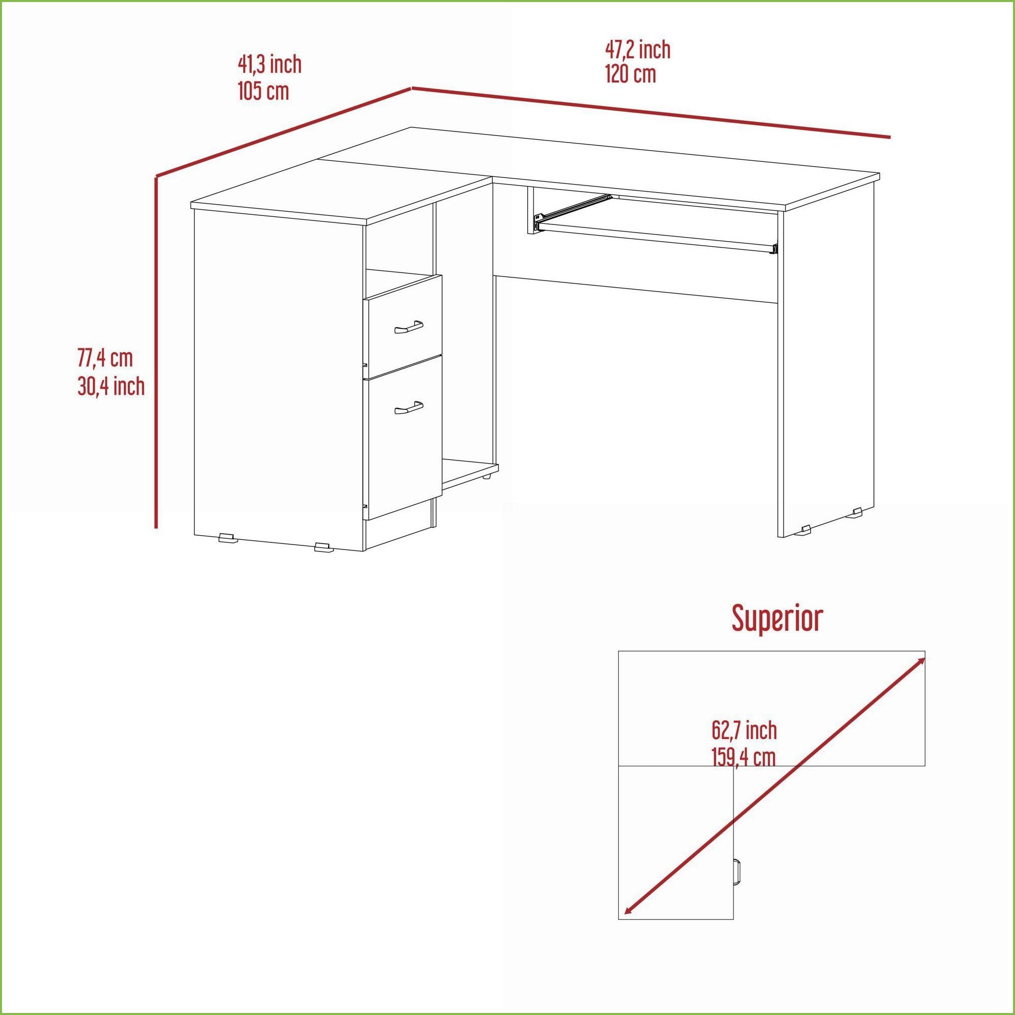 Desks L-Shaped with Keyboard Tray, Two Drawers, Open Shelf - Smokey Oak | Gray | Particle Board