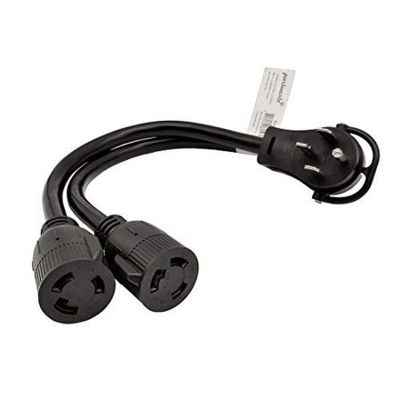 Parkworld 60523A V Splitter Cord 14-50P to (2) L6-30R, RV 50 AMP 4-Prong 14-50 Male Plug to NEMA (2) L6-30 Female Twist Lock Receptacle 250V 1.5FT