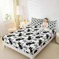thumbnail image 4 of jejeloiu Cute Cartoon Pet Cat Full Size Sheets,Kawaii Kitten Animal Bed Sheets,White Black Sheet Sets For Girl Boys,Ultra Soft Home Decor,4 Pieces, 4 of 7