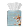 thumbnail image 2 of Xoenoiee Starfish Seashell Wood Print Tissue Box Cover PU Leather Square Tissue Box Holder Decorative Facial Paper Organizer Dispenser for Bathrooms/Office/Car/Nightstand/Dining Table, 2 of 7
