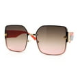 thumbnail image 5 of Womens Metal Frame Rimless Oversized Luxury Fashion Butterfly Sunglasses Gold Orange - Brown Pink, 5 of 8