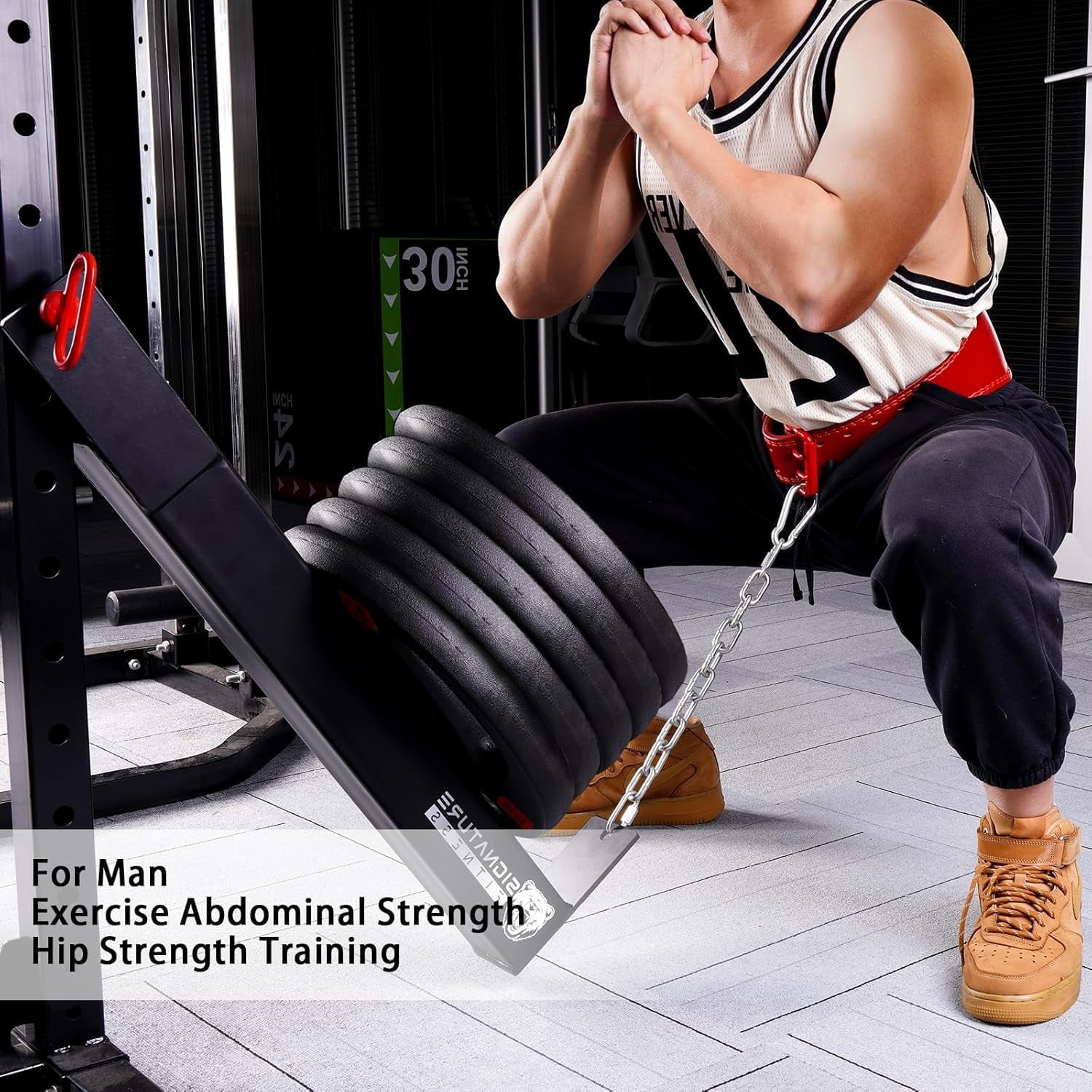 INTRTLOCKINGING TILES Belt Squat Attachment for Power Racks and Cages, 600 LB Weight Capacity Per Arm