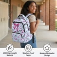 thumbnail image 4 of Garronmavis Pink Soccer Glitter Bow Girls Backpack Smooth Zippers School Bag Multi-Pocket Book Bag 17 inch for 10Y-12Y Elementary School Students Travel and Daily Use, 4 of 8