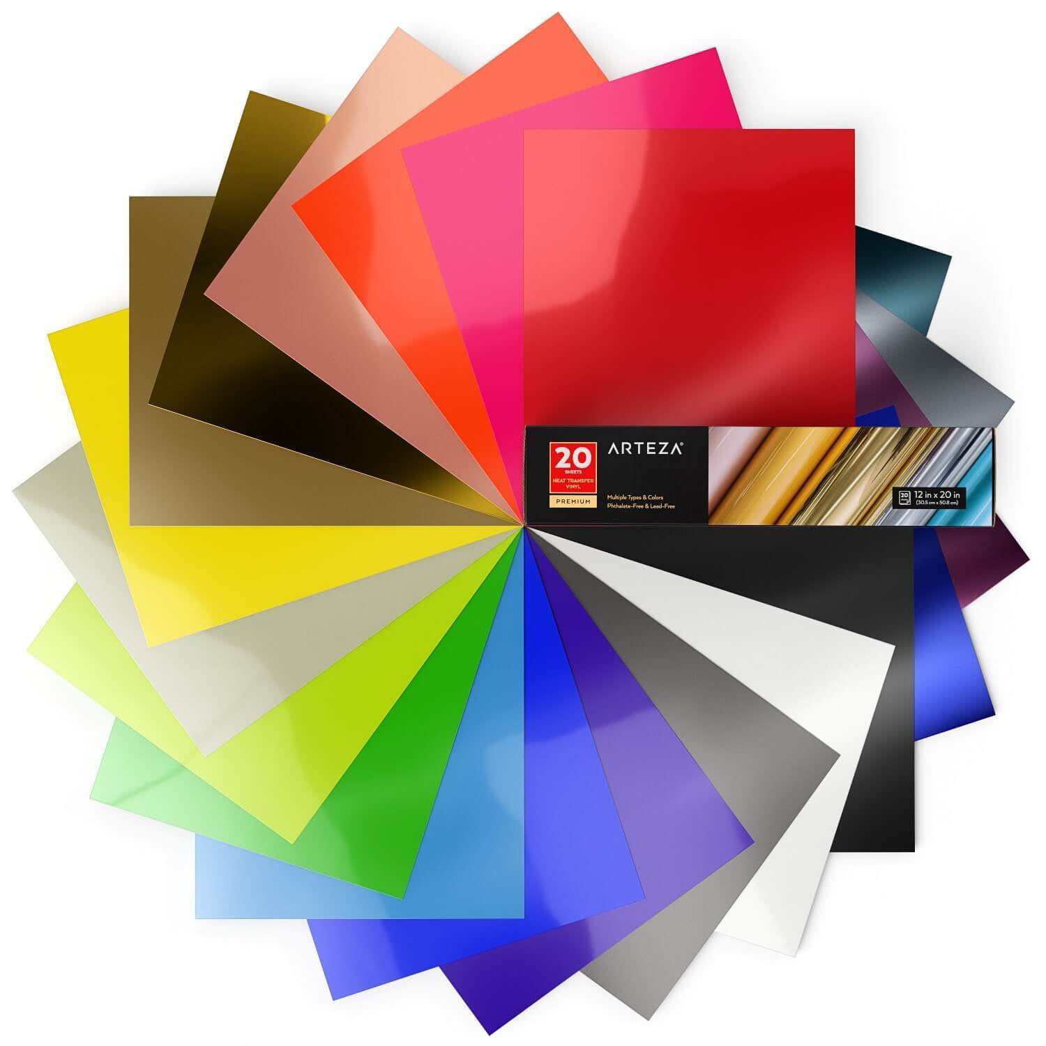 Permanent Adhesive Transfer Vinyl HTV Sheets Assorted Colors 70 Sheets