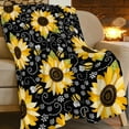 thumbnail image 2 of Sunflower Blanket Super Cozy Soft Sunflower Throw Blanket Gifts for Women Girls Warm Plush Fluffy Sunflower Bee Stuff Fleece Flannel Gift Blankets for Kids Adults 80"X60", 2 of 6