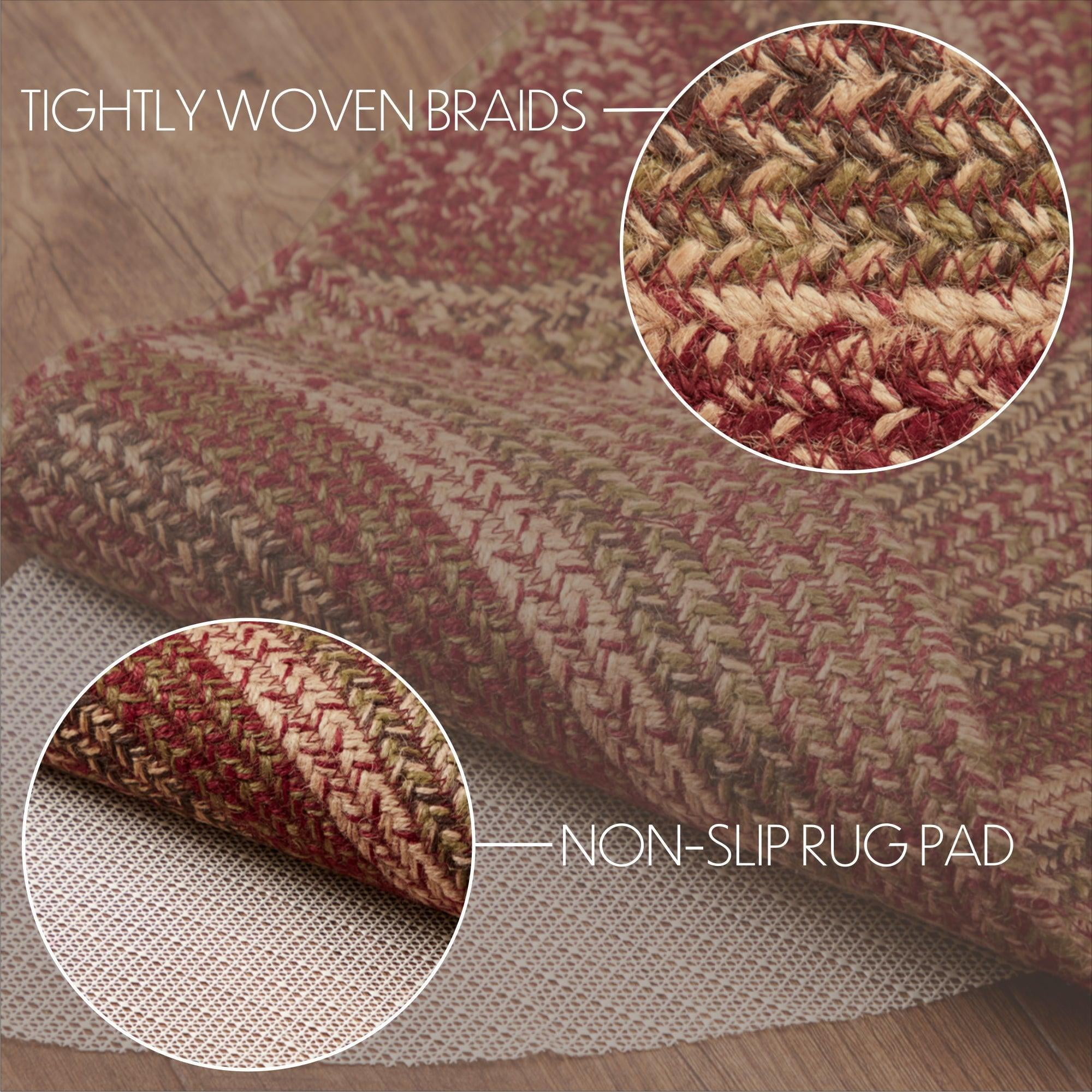 VHC Brands Cider Mill Primitive Jute Red Striped Rug Half Circle Decor 16.5"x33"
