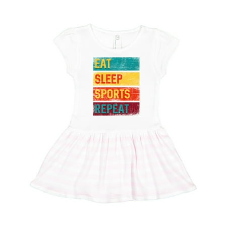 

Inktastic Eat Sleep Sports Repeat Gift Toddler Girl Dress