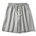thumbnail image 3 of IYTR Men's Summer Shorts Solid Color Drawstring Elastic Waist Loose Fit Sports Beach Shorts with Pockets Gray XXL, 3 of 7