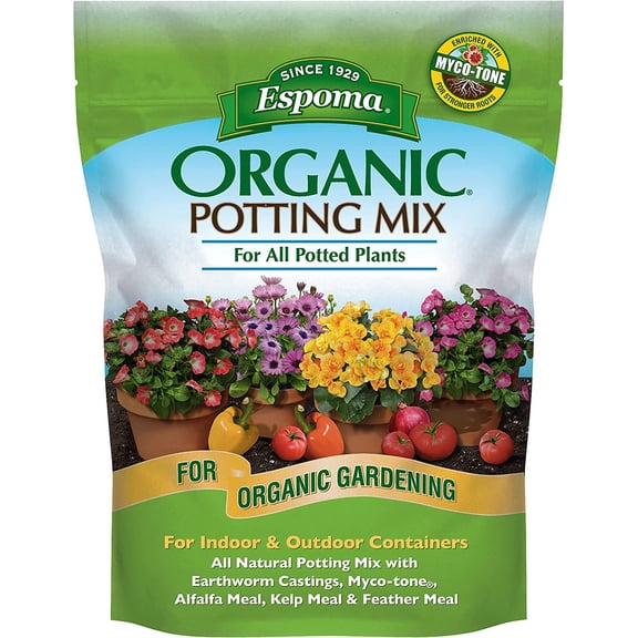 Espoma Organic Potting Soil Mix - All Natural Potting Mix For All Indoor & Outdoor Containers Including Herbs & Vegetables. For Organic Gardening, 8qt. bag. Pack of 1