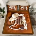 thumbnail image 2 of jejeloiu Brpwn Cowboy Boots Bed Sheets,Rustic Cowhide Pattern King Sheets,Cabin Farmhouse Sheet Set For Boys Girls,Breathable Home Decor,4-Piece, 2 of 7