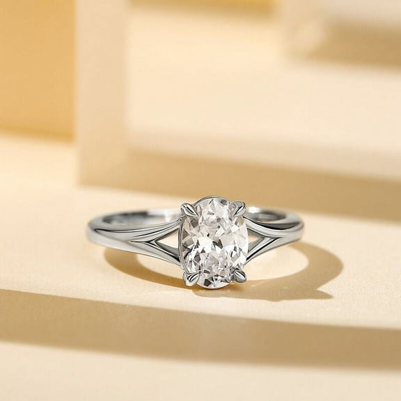 Bow Jewel Oval Cut Excellent 1.97 Ct Diamond Solitaire Engagement Ring For Her - 14K White Gold Plated Wedding Solitaire Ring - Solitaire Engagement Women's Rings for women's - Wedding Ring
