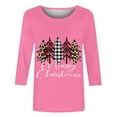 thumbnail image 4 of Meichang Cadeaux de Noël pour Femmes Manches 3/4 Coupe Ample Col Rond Hauts d'Automne Joyeux Noël T-Shirts Graphiques Décontractés Hauts de Vacances Blouses, 4 of 4